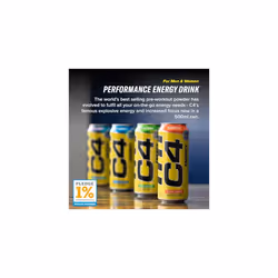 C4 Performance Energy Drinks Pineapple Head 500ml (12 Pack) | Sugar Free Energy Drink with 160mg Caffeine, 250mg Betaine