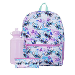 Disney Lilo and Stitch Backpack 3 Piece | Backpack  Pencil Case and Water Bottle | Lilo and Sttich Schoolbag | Multicolour
