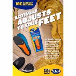 GelActiv Work & Boot Insoles for Men, All Day Comfort at Work, Shock Absorption and Comfort Cushioning with GelWave Technology, UK Size 7-12