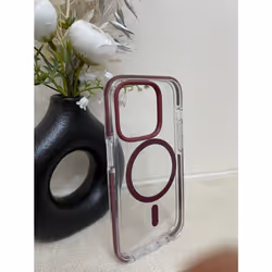 Tech21 EvoCrystal Clear Case For Apple iPhone 14 Pro MagSafe Compatible Burgundy