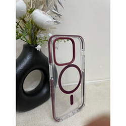 Tech21 EvoCrystal Clear Case For Apple iPhone 14 Pro MagSafe Compatible Burgundy