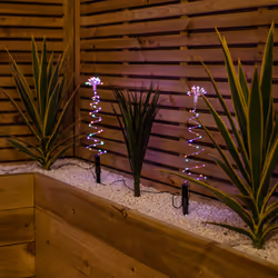 30cm Set of 4 Light up Silver Shaped Christmas Tree Garden Path Lights with 200 Rainbow LEDs