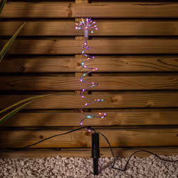 30cm Set of 4 Light up Silver Shaped Christmas Tree Garden Path Lights with 200 Rainbow LEDs