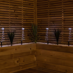 30cm Set of 4 Light up Silver Spiral Shaped Christmas Tree Garden Path Lights with 200 White LEDs