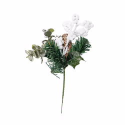 20cm Christmas Eucalyptus Pick with White Frosted Berries and Pinecone
