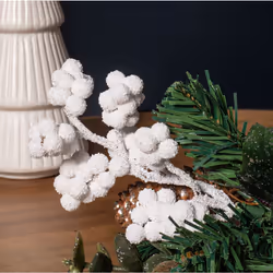 20cm Christmas Eucalyptus Pick with White Frosted Berries and Pinecone