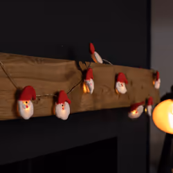 1.7m Set of 10 Battery Operated Santa's Head Christmas Lights with 10 Warm White LEDs