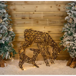 71cm Light up Brown Christmas Doe & Fawn with 250 White & Warm White LEDs