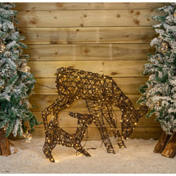 71cm Light up Brown Christmas Doe & Fawn with 250 White & Warm White LEDs