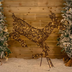 98cm Light up Brown Christmas Prancing Doe with 220 White & Warm White LEDs