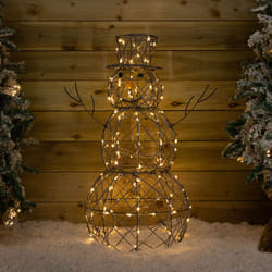 90cm Light up Grey Snowman with 130 White & Warm White LEDs