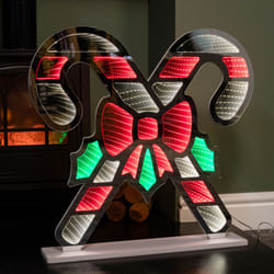 60cm Infinity Light up Candy Canes Display Christmas Decoration with Multi-Coloured LEDs on Base