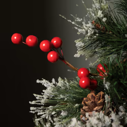 50cm Mini Christmas Tree in Burlap Base with Frosted Tips & Red Berries