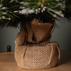 50cm Mini Christmas Tree in Burlap Base with Frosted Tips & Red Berries - Additional view 6