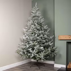 8ft (2.4m) Snowy Green & White Everlands Liberty Spruce Christmas Tree with Metal Stand