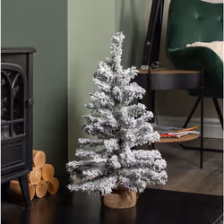 60cm Mini Imperial Snow Flocked Christmas Tree in Burlap Base