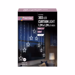 Premier - Pin Wire Star V Curtain 1.2m - 303 White LEDs