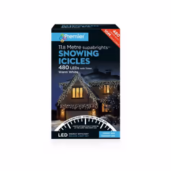 Premier - Snowing Icicles With Timer Warm White - 480 LED
