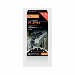Premier - 480 LED Multi Action Supabrights Cluster Lights With Timer - White/Green