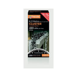 Premier - 480 LED Multi Action Supabrights Cluster Lights With Timer - White/Green