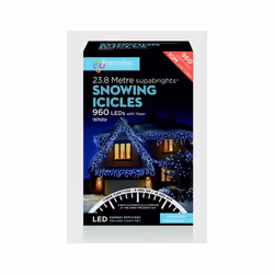 Premier - Snowing Icicles With Timer Blue & White - 960 LED