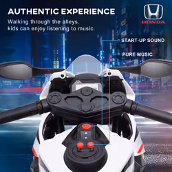 HOMCOM Honda Licensed 6V Kids Electric Motorbike Ride On Car for 3-5 Years White