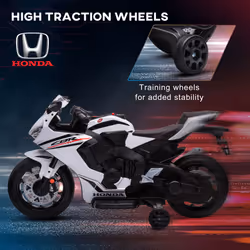 HOMCOM Honda Licensed 6V Kids Electric Motorbike Ride On Car for 3-5 Years White - Additional view 6