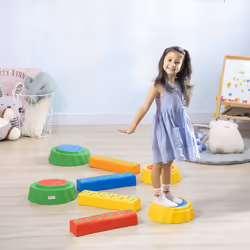 Outsunny Eight-Piece Kids Stepping Stones w/ Non-Slip Surface & Bottom, for Kids