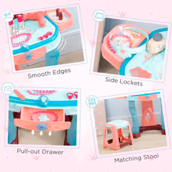AIYAPLAY 31 Piece Kids Dressing Playset w/ Princess Mirror, Light & Sound
