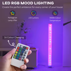 HOMCOM RGB Floor Lamps LED Corner Lamp with Remote Control Mood Lighting
