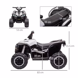 HOMCOM 12V Electric Quad Bikes for Kids Ride On Car ATV Toy for 3-5 Years White
