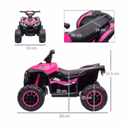 HOMCOM 12V Electric Quad Bikes for Kids Ride On Car ATV Toy for 3-5 Years Pink