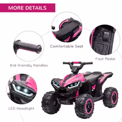 HOMCOM 12V Electric Quad Bikes for Kids Ride On Car ATV Toy for 3-5 Years Pink - Additional view 5