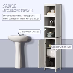 kleankin  Bathroom Storage Cabinet w/ Door Cupboard and Adjustable Shelf, White