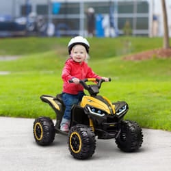 HOMCOM 12V Electric Quad Bikes for Kids Ride On Car ATV Toy for 3-5 Years Yellow