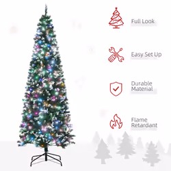 HOMCOM 7FT Prelit Artificial Xmas Tree Holiday DÃ©cor w/ 350 Colourful LED Light