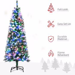HOMCOM 5FT Prelit Artificial Xmas Tree Holiday DÃ©cor w/ 250 Colourful LED Light