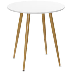 HOMCOM Round Dining Table with Matte Top Metal legs, Kitchen Table for 2 People