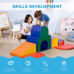 HOMCOM 7 Pieces Kids Foam Soft Play Set Toddler Indoor Climbers Play Structures