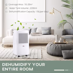 HOMCOM 10L/Day 2.2L WiFi Smart Dehumidifier, Portable Quiet Air Dehumidifier