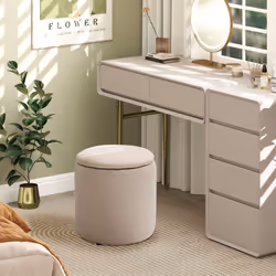 HOMCOM Modern Fabric Storage Ottoman with Removable Lid, Set of 2, Cream White - Additional view 7