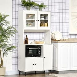 HOMCOM Freestanding Kitchen Storage Cabinet Cupboards Adjustable Shelves White