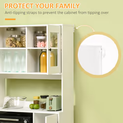 HOMCOM Freestanding Kitchen Storage Cabinet Cupboards Adjustable Shelves White