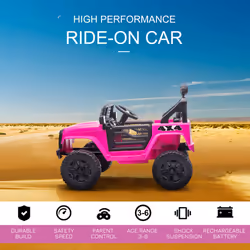 HOMCOM 12V Kids Electric Ride On Car Truck Off-road Toy W/ Remote Control Pink