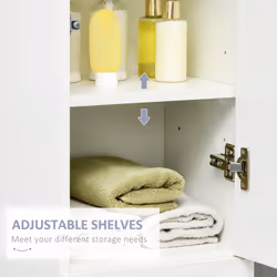 kleankin High Gloss Tall Bathroom Cabinet with Adjustable Shelves White - Additional view 4