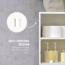 kleankin High Gloss Tall Bathroom Cabinet with Adjustable Shelves White - Additional view 6