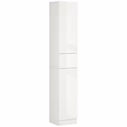 kleankin High Gloss Tall Bathroom Cabinet with Adjustable Shelves White - Additional view 8
