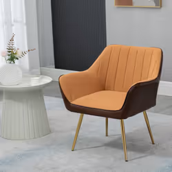 HOMCOM Accent Chairs Velvet Armchairs for Living Room and Bedroom Light Brown