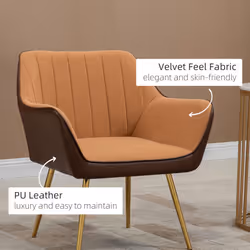 HOMCOM Accent Chairs Velvet Armchairs for Living Room and Bedroom Light Brown