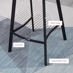 HOMCOM Industrial Bar Stools Set of 2, Bar Chairs with Steel Legs, Brown - Additional view 4